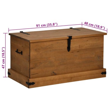 vidaXL Σεντούκι αποθήκευσης HALDEN 91x48x47cm Ξύλο μασίφ πεύκο