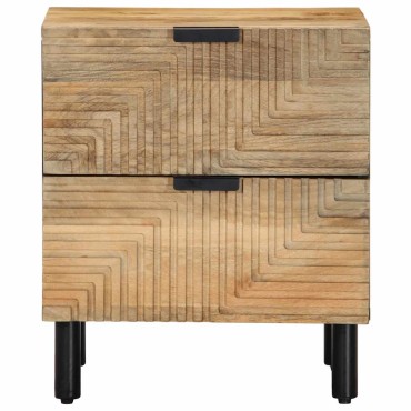 vidaXL Κομοδίνα 2 τεμ. καφέ 40x33x46cm από μασίφ ξύλο Mango