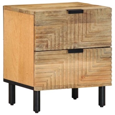 vidaXL Κομοδίνα 2 τεμ. καφέ 40x33x46cm από μασίφ ξύλο Mango