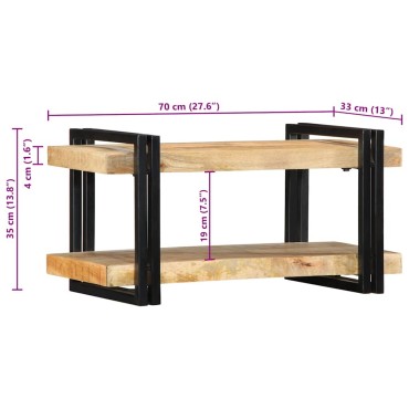 vidaXL Ράφι τοίχου 70x33x35cm Στερεό ακατέργαστο ξύλο Mango