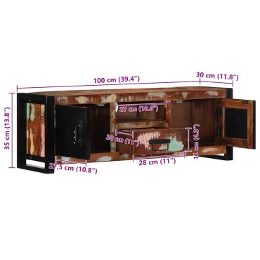 ντουλάπι τηλεόρασης vidaXL 100x30x35cm από μασίφ ξύλο αναγεννημένο