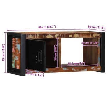 ντουλάπι τηλεόρασης vidaXL 80x30x35cm από μασίφ ξύλο αναγεννημένο