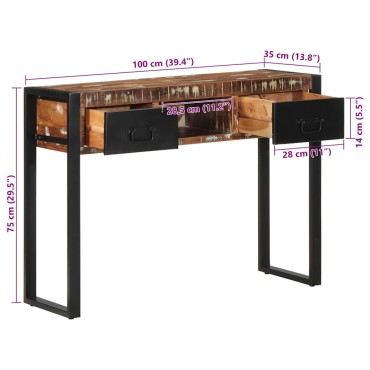 vidaXL Τραπέζι κονσόλας Πολύχρωμο 100x35x75cm Στερεό ξύλο ανακτημένο