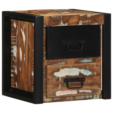 vidaXL Κομοδίνα 2 τεμ. Πολύχρωμο 40x35x40cm Ξύλο μασίφ αναγεννημένο