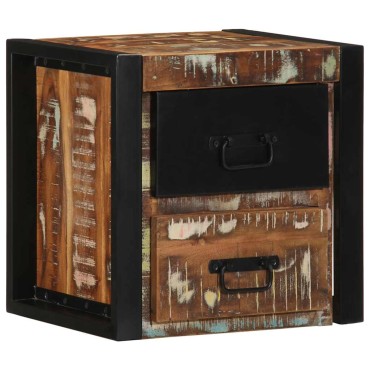 vidaXL Κομοδίνα 2 τεμ. Πολύχρωμο 40x35x40cm Ξύλο μασίφ αναγεννημένο