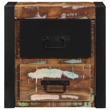 vidaXL Κομοδίνα 2 τεμ. Πολύχρωμο 40x35x40cm Ξύλο μασίφ αναγεννημένο