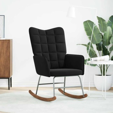 vidaXL Πολυθρόνα Κουνιστή Μαύρη Βελούδινη 61x78x98cm 1 τεμ.
