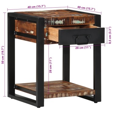 vidaXL Τραπεζάκι Πολύχρωμο 40x40x50cm Στερεό ξύλο αναγεννημένο 1 τεμ.