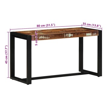 Πάγκος vidaXL Πολύχρωμος 80x35x45cm Στερεό ξύλο αναγεννημένο