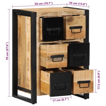 vidaXL Sideboard 50x35x70cm Στερεό ακατέργαστο ξύλο Mango 1 τεμ.