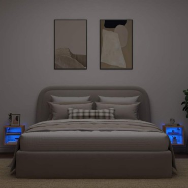 vidaXL Ντουλάπια τοίχου τηλεόρασης με φώτα LED 2 τεμ. Artisan Oak 30x28,5x30cm
