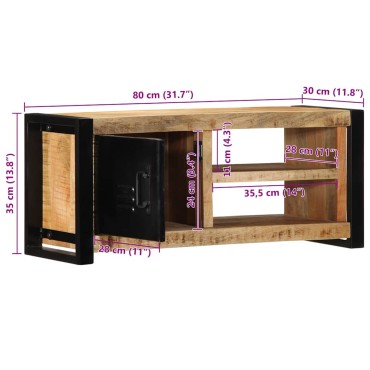 ντουλάπι τηλεόρασης vidaXL 80x30x35cm Στερεό ακατέργαστο ξύλο Mango