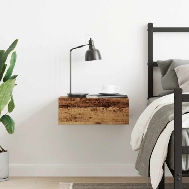 vidaXL Πλωτό κομοδίνο Παλιό ξύλο 40x32x15cm Κατασκευασμένο ξύλο 1 τεμ.