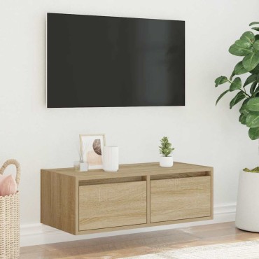 ντουλάπι τηλεόρασης vidaXL με φώτα LED Sonoma Oak 75x35,5x25cm