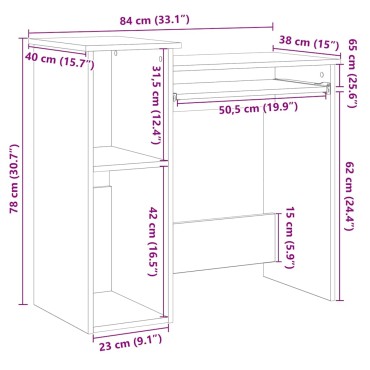 Γραφείο vidaXL με ράφια Λευκό 84x40x78cm Κατασκευασμένο ξύλο 1 τεμ.