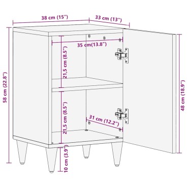 vidaXL Ντουλάπι Μπάνιου 38x33x58cm από Μασίφ Ξύλο Μάνγκο