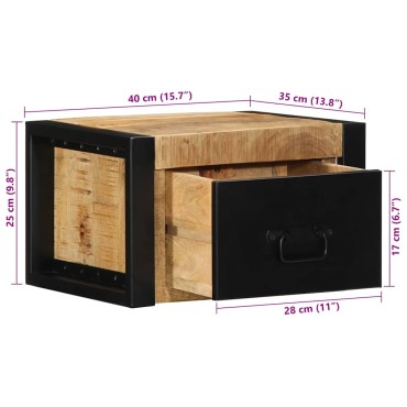 vidaXL Κομοδίνο 40x35x25cm Στερεό ακατέργαστο ξύλο Mango 1 τεμ.