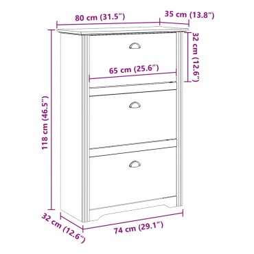 Ράφι παπουτσιών vidaXL "BODO" Λευκό 80x35x118cm