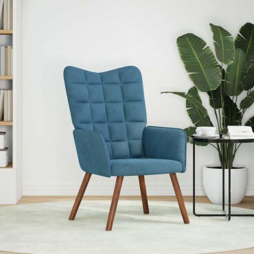 vidaXL Πολυθρόνα Relax Μπλε Βελούδινη 61,5x69x95,5cm 1 τεμ.