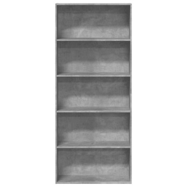 ντουλάπι βιβλίων vidaXL Γκρι μπετόν 80x30x189cm Κατασκευασμένο ξύλο