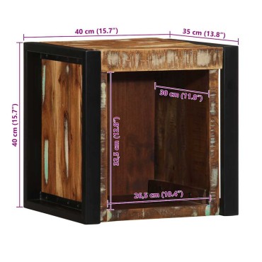 vidaXL Κομοδίνο Πολύχρωμο 40x35x40cm Στερεό ξύλο αναγεννημένο 1 τεμ.