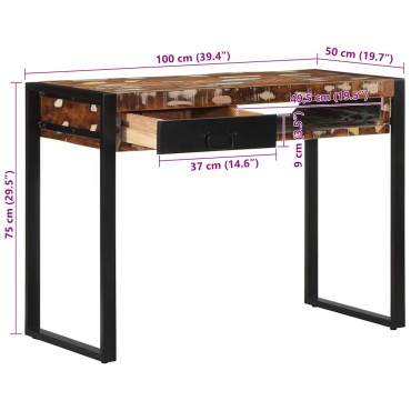 Γραφείο vidaXL Πολύχρωμο 100x50x75cm Στερεό ξύλο αναγεννημένο 1 τεμ.