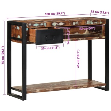 vidaXL Τραπέζι κονσόλας Πολύχρωμο 100x35x75cm Στερεό ξύλο ανακτημένο