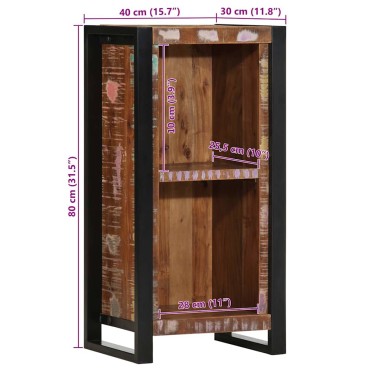 vidaXL Κομοδίνο 40x30x80cm από μασίφ ξύλο αναγεννημένο