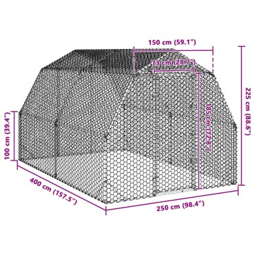 vidaXL Chicken Run 2,5x4x2,25 m Γαλβανισμένος χάλυβας