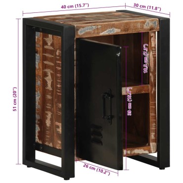 vidaXL Κομοδίνο Πολύχρωμο 40x30x51cm Στερεό ξύλο αναγεννημένο 1 τεμ.