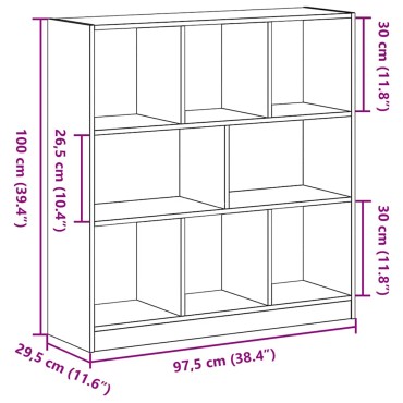 vidaXL Ντουλάπι βιβλίων Μαύρη βελανιδιά 97,5x29,5x100cm 1 τεμ.