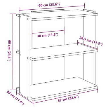 vidaXL Βιβλιοθήκη 3 επιπέδων Λευκό 60x30x60cm Ξύλινη κατασκευή 1 τεμ.