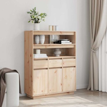 vidaXL Highboard 89x34x116,5cm Μασίφ ξύλο πεύκο 1 τεμ.