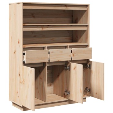 vidaXL Highboard 89x34x116,5cm Μασίφ ξύλο πεύκο 1 τεμ.