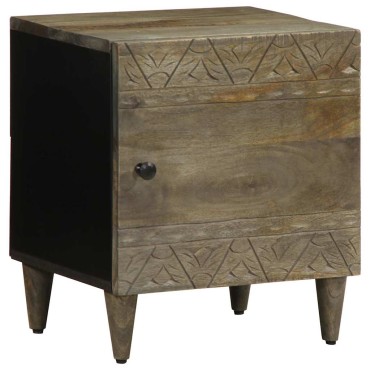 vidaXL Κομοδίνα 2 τεμ. ανοιχτό γκρι 40x33x46cm μασίφ ξύλο Mango