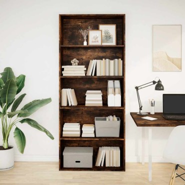 vidaXL Ντουλάπι βιβλίων καπνιστή δρυς 80x30x189cm Κατασκευασμένο ξύλο 1 τεμ.