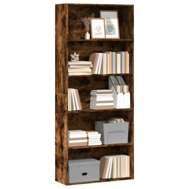 vidaXL Ντουλάπι βιβλίων καπνιστή δρυς 80x30x189cm Κατασκευασμένο ξύλο 1 τεμ.