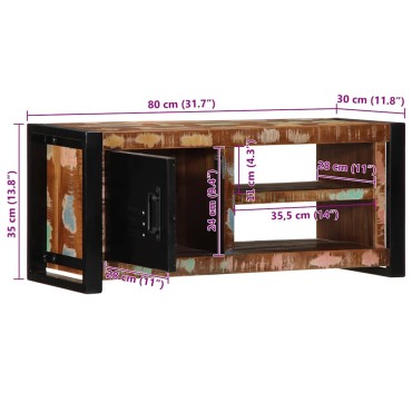 ντουλάπι τηλεόρασης vidaXL 80x30x35cm από μασίφ ξύλο αναγεννημένο