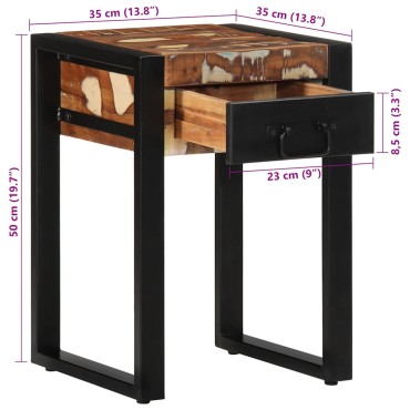vidaXL Τραπεζάκι Πολύχρωμο 35x35x50cm Ξύλο μασίφ αναγεννημένο 1 τεμ.