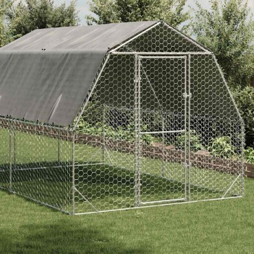 vidaXL Τρέξιμο για κοτόπουλα με οροφή 2,5x4x2,25 μ. από Γαλβ. Χάλυβα