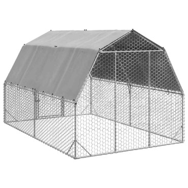 vidaXL Τρέξιμο για κοτόπουλα με οροφή 2,5x4x2,25 μ. από Γαλβ. Χάλυβα