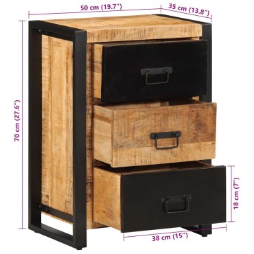 ντουλάπι συρταριών vidaXL 50x35x70cm Στερεό ακατέργαστο ξύλο Mango 1 τεμ.