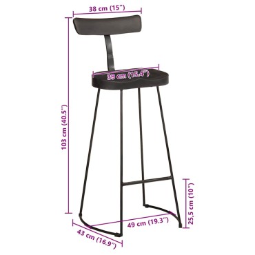 vidaXL Bar Stools 2 τεμ. Μαύρο 49x43x103cm Στερεό ξύλο Mango