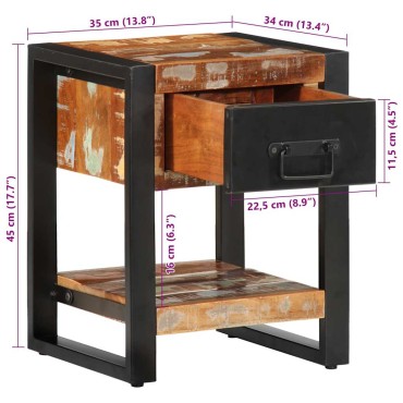 vidaXL Κομοδίνο Πολύχρωμο 35x34x45cm Στερεό ξύλο αναγεννημένο 1 τεμ.