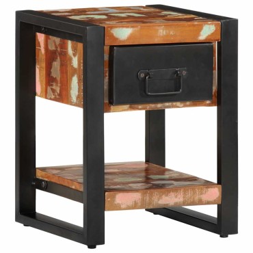 vidaXL Κομοδίνο Πολύχρωμο 35x34x45cm Στερεό ξύλο αναγεννημένο 1 τεμ.