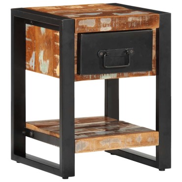 vidaXL Κομοδίνο Πολύχρωμο 35x34x45cm Στερεό ξύλο αναγεννημένο 1 τεμ.