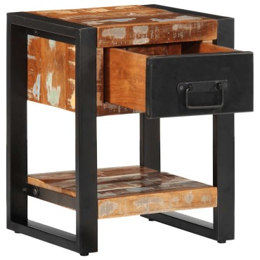 vidaXL Κομοδίνο Πολύχρωμο 35x34x45cm Στερεό ξύλο αναγεννημένο 1 τεμ.