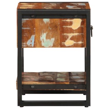 vidaXL Κομοδίνο Πολύχρωμο 35x34x45cm Στερεό ξύλο αναγεννημένο 1 τεμ.