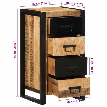 ντουλάπι συρταριών vidaXL 40x40x75cm Στερεό ακατέργαστο ξύλο Mango 1 τεμ.