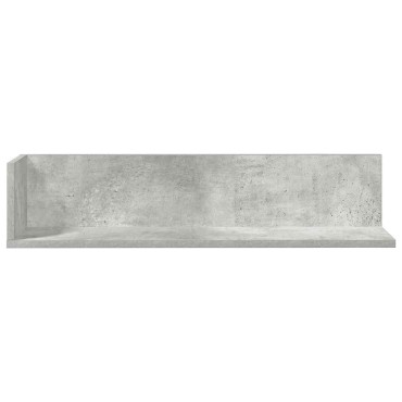 vidaXL Ράφια τοίχου 2 τεμ. Μπετόν Γκρι 75x16,5x16,5cm Ξύλο μηχανής